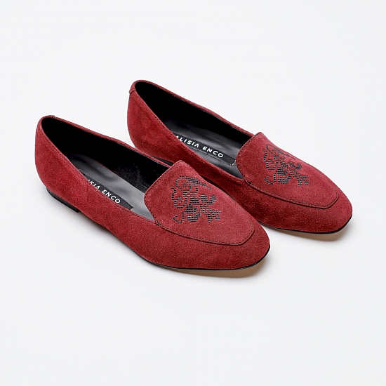 Embroidered suede loafers GRANDEUR 1
