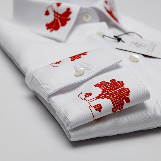 Cotton shirt with embroidered flower 2