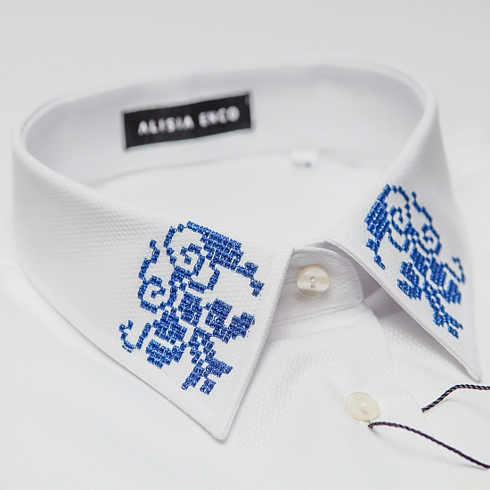 White shirt with blue embroidery GRANDEUR 5