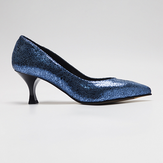 Blue leather mid-heel shoes TINA 7